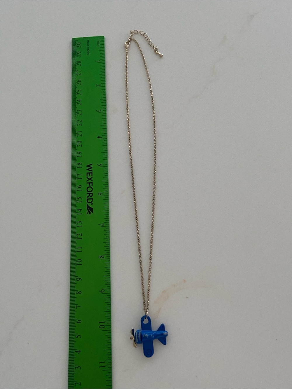 Blue Airplane Pendant Necklace